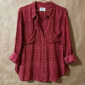 Anthropologie | Holding Horses Sammie Button Front Shirt Top Red Size 10